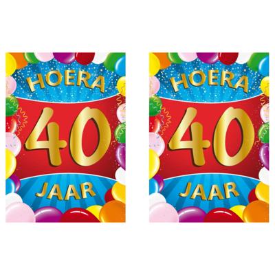 Verjaardag deurposter - 2x - 40 jaar - multi - 59 x 84 cm - leeftijd feestartikelen Verjaardag deurposter - 2x - 40 jaar - multi - 59 x 84 cm - leeftijd feestartikelen