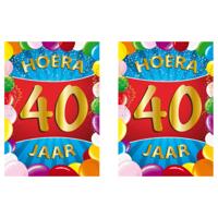 Verjaardag deurposter - 2x - 40 jaar - multi - 59 x 84 cm - leeftijd feestartikelen