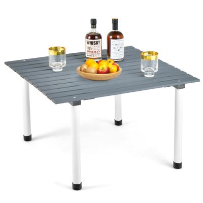 Opvouwbare Campingtafel met Oprolbaar Blad Draagbare Picknicktafel van Dennenhout met Draagtas 69 x 69 x 42 cm Grijs