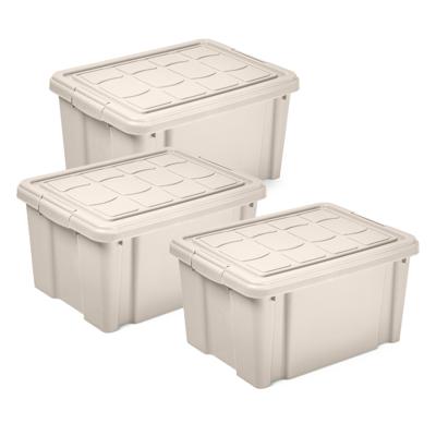 Multi Storage Opslagbox met deksel - 3x - beige - 16 liter - 40 x 30 x 21 cm - kunststof
