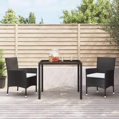 Tuinstoelen met kussens 2 st. zwart poly rattan (alleen VK/IE/FI/NO)