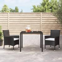 Tuinstoelen met kussens 2 st. zwart poly rattan (alleen VK/IE/FI/NO) Tuinstoelen met kussens 2 st. zwart poly rattan (alleen VK/IE/FI/NO)
