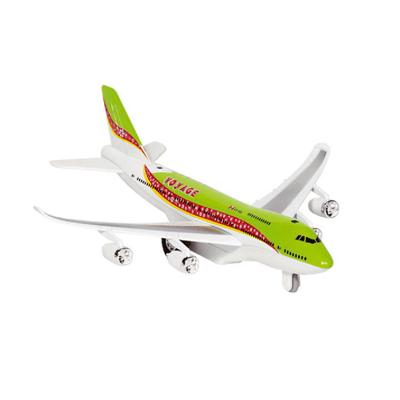 Goki Speelgoed Vliegtuig - 19 cm - groen - licht en geluid - kinderen - pull back motor