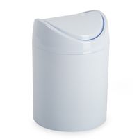Mini prullenbakje - wit - kunststof - klepdeksel - keuken aanrecht/tafel model - 1,4 L - 12 x 17 cm - thumbnail