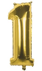 Cijfer ballon &apos;1&apos; folie goud 36cm