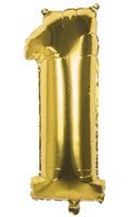 Cijfer ballon '1' folie goud 36cm - thumbnail