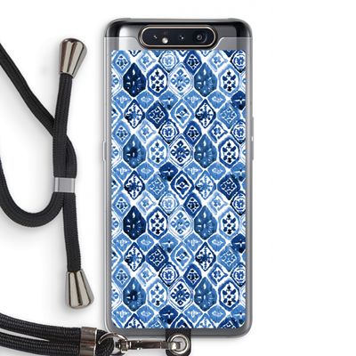Blauw motief: Samsung Galaxy A80 Transparant Hoesje met koord