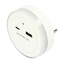 LED nachtlampje - draadloos - met USB A en C - warm wit LED nachtlampje - draadloos - met USB A en C - warm wit