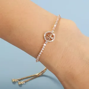 Zilverkleurige Armband met Levensboom Bedel en Zirkoon Diamanten - Sieraden - Spiritueelboek.nl