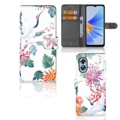 OPPO A17 | Telefoonhoesje | Met pasjeshouder | Bird Flowers