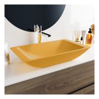 Waskom Mondiaz Topi | 60x10x35 cm | Solid Surface | Vrijstaand | Rechthoekig | Ocher Waskom Mondiaz Topi | 60x10x35 cm | Solid Surface | Vrijstaand | Rechthoekig | Ocher