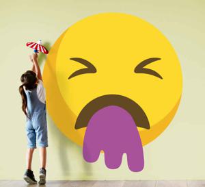 Wanddecoratie stickers Emoji die paars overgeeft