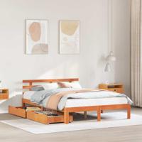 Bedframe met lades massief grenenhout wasbruin 150x200 cm