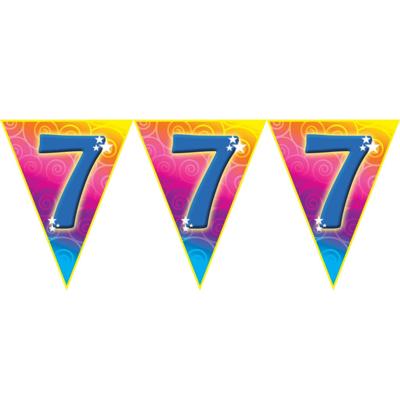 Leeftijd vlaggenlijn - 7 jaar - 5 meter - plastic - 7e verjaardag thema - versiering - slingers