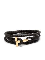 TOM FORD bracelet en cuir à plaque Double-T - Marron