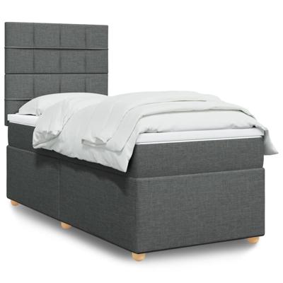Boxspring met matras stof donkergrijs 90x190 cm