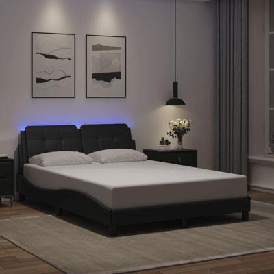 Bedframe met LED-verlichting kunstleer zwart 140x200 cm