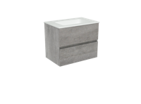 Storke Edge zwevend badkamermeubel 60 x 40 cm beton donkergrijs met Mata enkele wastafel in matte Solid Surface