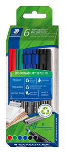 Staedtler Foliestift Lumocolor® permanent pen 318 318 C6-1 Rood, Blauw, Groen, Zwart