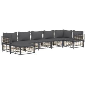 vidaXL 7-delige Loungeset met kussens poly rattan antracietkleurig