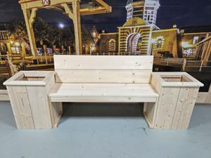 Steigerhouten Zitbank met Bloembakken - Functioneel & Sfeervol Buitenmeubel
