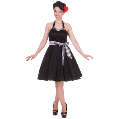 Anita Dress Black with Gingham Border-34 (NL)/ 8 (UK) | 39% korting Anita Dress Black with Gingham Border-34 (NL)/ 8 (UK) | 39% korting