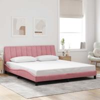 Bedframe zonder matras "Hanko" fluweel roze 180x200 cm