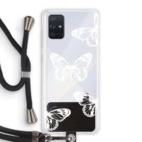 White butterfly: Samsung Galaxy A71 Transparant Hoesje met koord