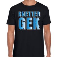 Knetter gek t-shirt zwart met blauwe letters voor heren - thumbnail