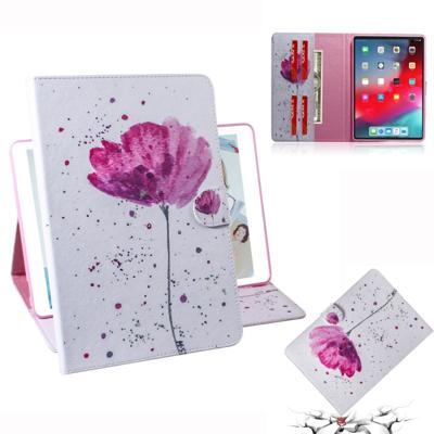 Paarse orchideeën patroon horizontale Flip lederen case voor iPad Pro 11 inch (2018) met houder & Card slot & portemonnee