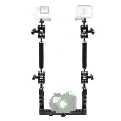 PULUZ Dual handvat aluminium lade stabilisator met 4 x dual Ball aluminiumlegering klem & 2 x 7 inch drijvende arm & 2 x bal hoofd adapter voor onderw
