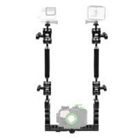 PULUZ Dual handvat aluminium lade stabilisator met 4 x dual Ball aluminiumlegering klem & 2 x 7 inch drijvende arm & 2 x bal hoofd adapter voor onderw