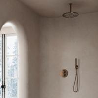 Regendouche set SaniClear Antique | Inbouw | 30 cm | Thermostaatkraan | Rond | Verouderd messing