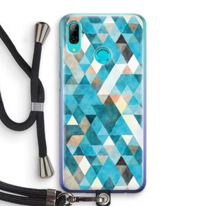 Gekleurde driehoekjes blauw: Huawei P Smart (2019) Transparant Hoesje met koord