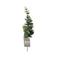 Kunstbloem/kunsttak Eucalyptus Bella - 38 cm - donkergroen - kunst zijdebloemen
