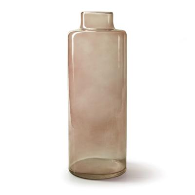 Jodeco Bloemenvaas Willem - transparant beige glas - D11,5 x H32 cm - fles vorm vaas