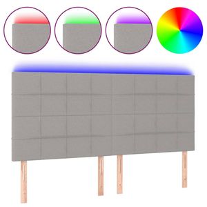 vidaXL Hoofdbord LED 160x5x118/128 cm stof lichtgrijs