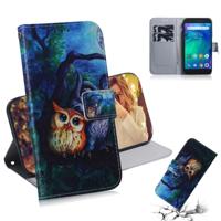 Olieverf uil patroon gekleurde tekening horizontale Flip lederen case voor Xiaomi Redmi gaan met houder & card slots & portemonnee