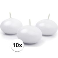 10x Witte drijvende kaarsen feestartikelen   -