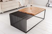 Design salontafel ARCHITECTURE 100cm naturel sheesham massief hout zwart metalen frame - 43118