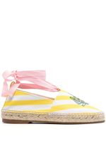 Maison Kitsuné espadrilles rayées à lacets - Jaune