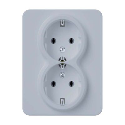Eslohe titaan dubbel stopcontact 2-voudig 80SS2UTI voor ronde inbouwdoos