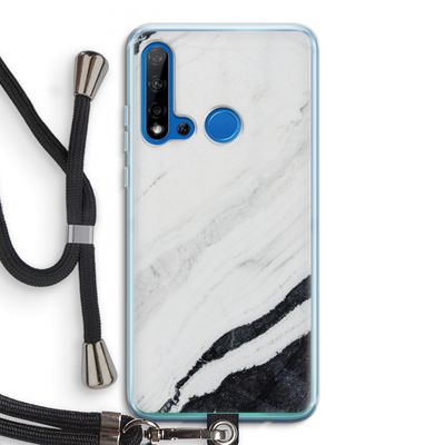 Elegante marmer: Huawei P20 Lite (2019) Transparant Hoesje met koord