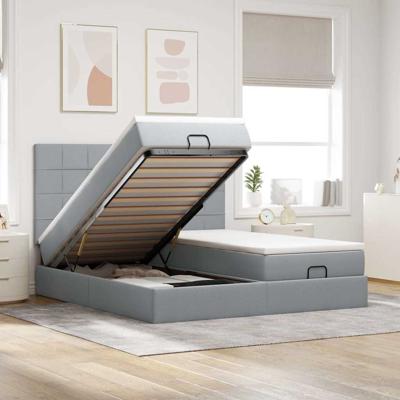 Ottoman bed met matrassen 180x200cm stof lichtgrijs