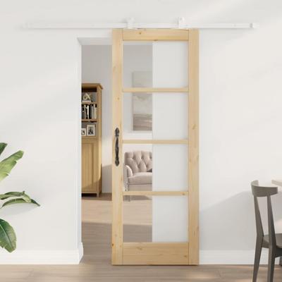 Schuifdeur met Hardware Set 'ORKDAL'van Massief Hout en Glas
