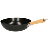 Zwarte wok/wokpan 28 cm met anti-aanbak laag - thumbnail