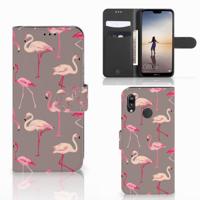 Huawei P20 Lite | Telefoonhoesje | Met pasjeshouder | Flamingo