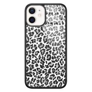 iPhone 12 mini glazen hardcase - Luipaard grijs