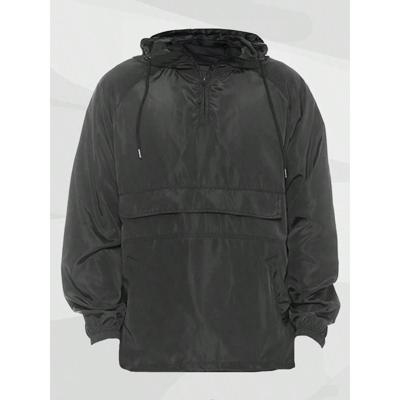 Men's Colorblock Anorak Windbreaker - Hooded Quarter Zip Jacket Black / XXL