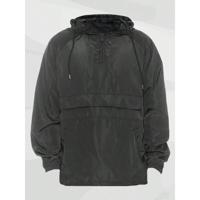 Men's Colorblock Anorak Windbreaker - Hooded Quarter Zip Jacket Black / XXL